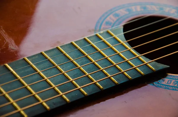 Primer Plano Guitarra Clásica Madera —  Fotos de Stock