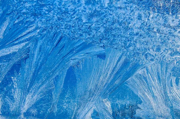 Ice Shiny Bright Frosty Patterns Window — Stock Photo, Image