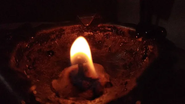 Ένα Ελαφρύ Βαμβάκι Diya Λαμπερό Στο Σκοτάδι Ένα Φως Diwali — Φωτογραφία Αρχείου