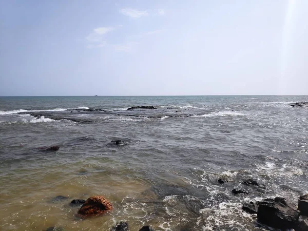 Bela Praia Kunkuneshwar Região Konkan Maharashtra Índia Com Mar Árabe — Fotografia de Stock