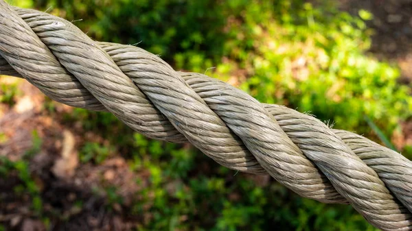 Sentetik halat görüntüyü çaprazlıyor. Açık hava fitness eğitim ekipmanları.