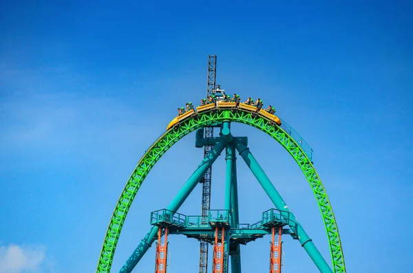 Roller Coaster View Deep Blue Sky — Stock Photo, Image