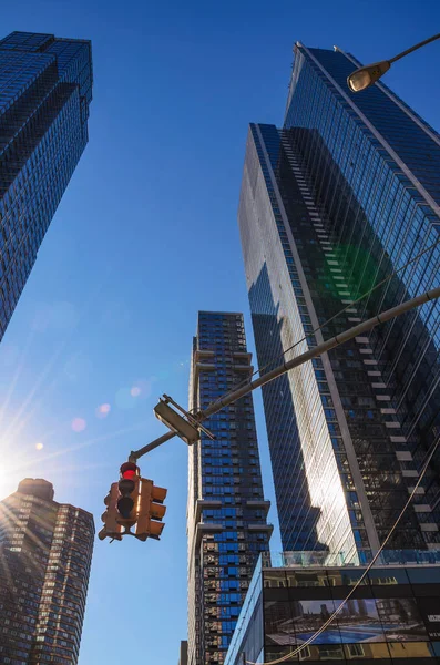 Urban Panoramic View High Rising Modern Buildings Skyscrapers New York — Stock Photo, Image