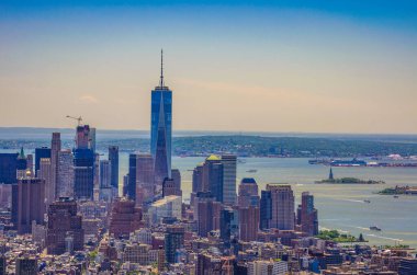 New York şehir binaları üzerinde havadan panoramik manzara