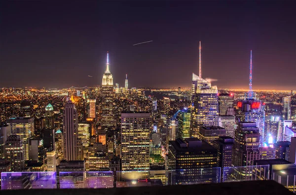 Panoramisch Uitzicht Vanuit Lucht New York City Buildings Skyscrapers — Stockfoto