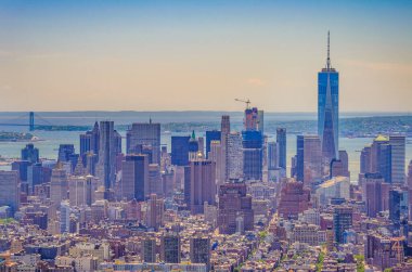 New York şehir binaları üzerinde havadan panoramik manzara