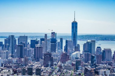 New York şehir binaları üzerinde havadan panoramik manzara