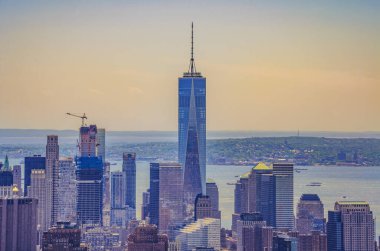New York şehir binaları üzerinde havadan panoramik manzara