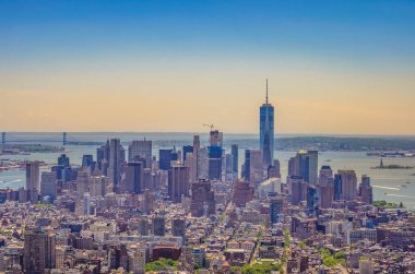 New York şehir binaları üzerinde havadan panoramik manzara