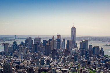 New York şehir binaları üzerinde havadan panoramik manzara