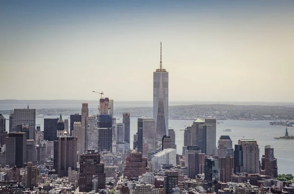 Panoramisch Uitzicht Vanuit Lucht New York City Buildings Wolkenkrabbers — Stockfoto