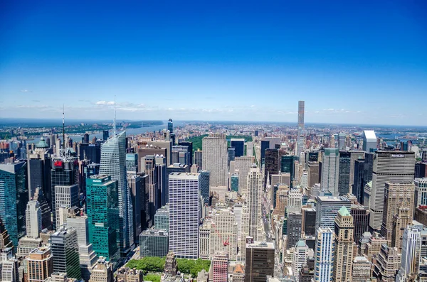 Légi Panoráma New York City Épületek Felhőkarcolók — Stock Fotó