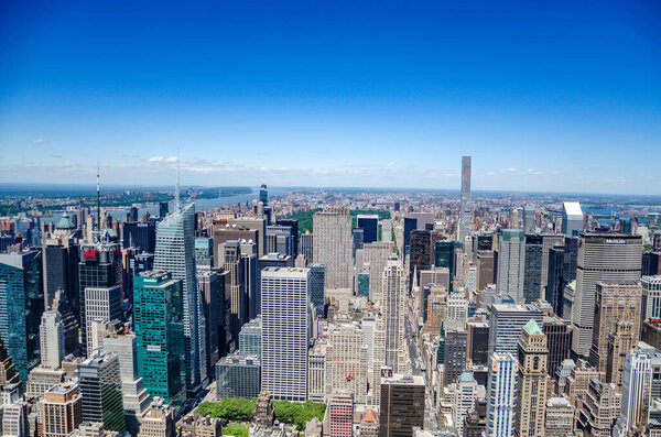 Aerial panoramic view of New York city Buildings and skyscrapers