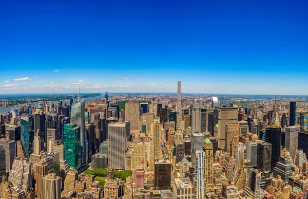 New York Şehir Binalarının Gökdelenlerin Panoramik Hava Manzarası — Stok fotoğraf