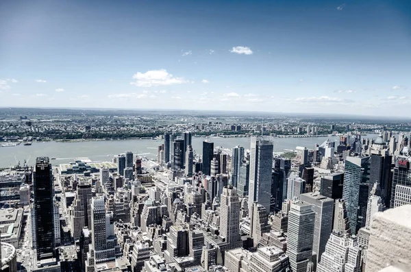 Vue Aérienne Panoramique New York Bâtiments Gratte Ciel — Photo
