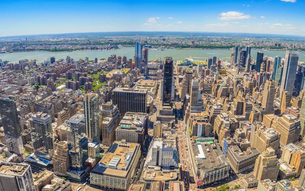 Panorámás Kilátás New York City Épületek Felhőkarcolók — Stock Fotó