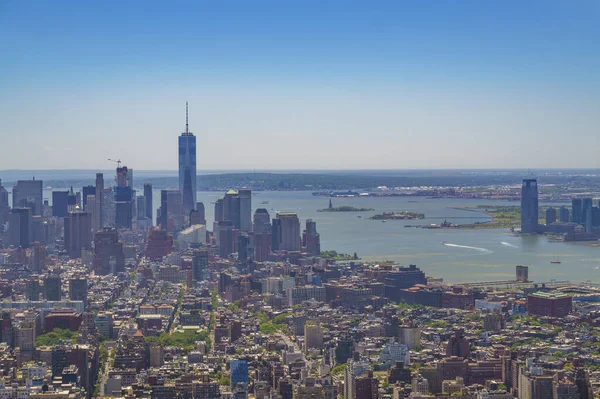 New York Şehir Binaları Gökdelenler Üzerinde Havadan Panoramik Manzara — Stok fotoğraf