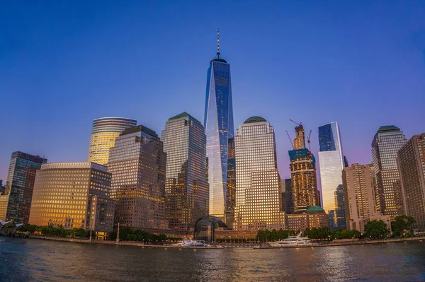 Panoramisch Uitzicht New York City Gebouwen Wolkenkrabbers — Stockfoto