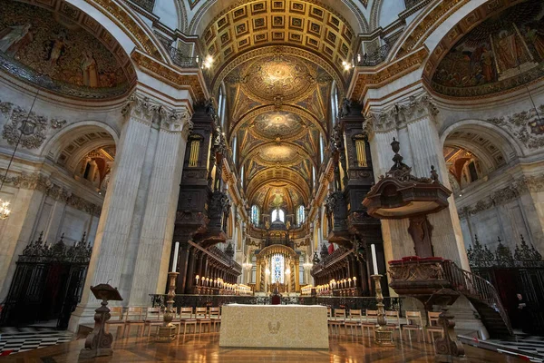 Dentro Catedral São Paulo Londres Detalhes Edifício Interior Uma Catedral — Fotografia de Stock