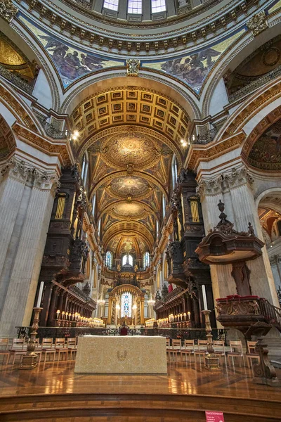 Dentro Catedral São Paulo Londres Detalhes Edifício Interior Uma Catedral — Fotografia de Stock