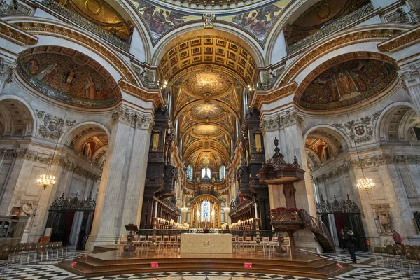 Dentro Catedral São Paulo Londres Detalhes Edifício Interior Uma Catedral — Fotografia de Stock