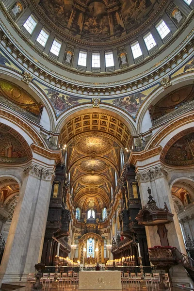 Uvnitř Katedrály Pavla Londýně Detaily Interiéru Budovy Anglikánská Katedrála Sídlo — Stock fotografie