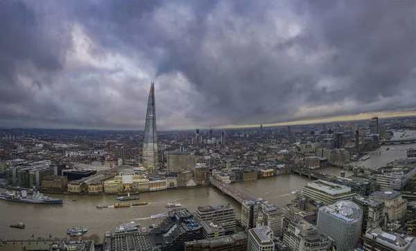 Vista Aerea Panoramica Della Londra Urbana Con Grattacielo Shard Che — Foto Stock