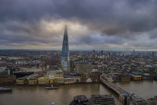 Vista Aerea Panoramica Della Londra Urbana Con Grattacielo Shard Che — Foto Stock