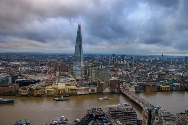 Vista Aerea Panoramica Della Londra Urbana Con Grattacielo Shard Che — Foto Stock