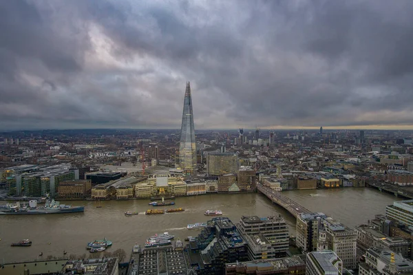 Vista Aerea Panoramica Della Londra Urbana Con Grattacielo Shard Che — Foto Stock