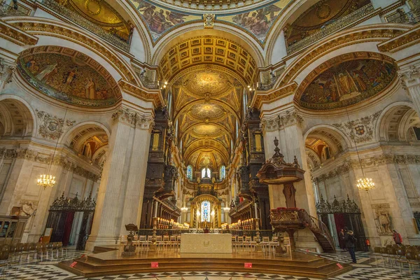 Dentro Catedral São Paulo Londres Detalhes Edifício Interior Uma Catedral — Fotografia de Stock