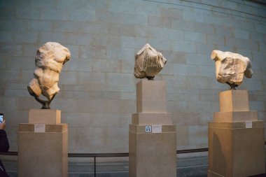 Parthenon Galerileri. İngiliz Müzesi, Londra, İngiltere, İngiltere 'deki Elgin Mermerleri.
