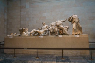 Parthenon Galerileri. İngiliz Müzesi, Londra, İngiltere, İngiltere 'deki Elgin Mermerleri.