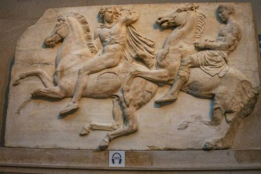 Parthenon Galerileri. İngiliz Müzesi, Londra, İngiltere, İngiltere 'deki Elgin Mermerleri.