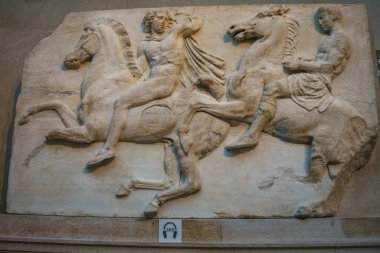 Parthenon Galerileri. İngiliz Müzesi, Londra, İngiltere, İngiltere 'deki Elgin Mermerleri.