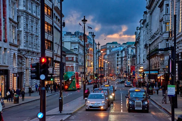 Beautiful View London Piccadilly Circus Night Long Exposure Hdr Street — Stock Photo, Image