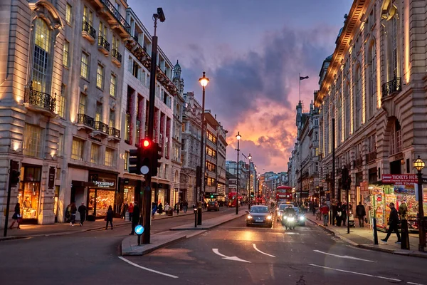 Beautiful View London Piccadilly Circus Night Long Exposure Hdr Street — Stock Photo, Image