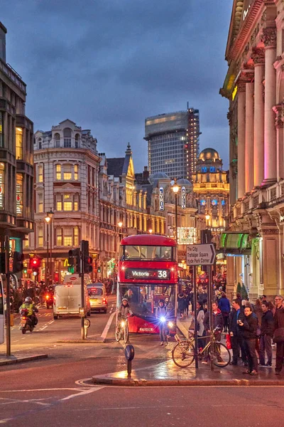 Beautiful View London Piccadilly Circus Night Long Exposure Hdr Street — Stock Photo, Image