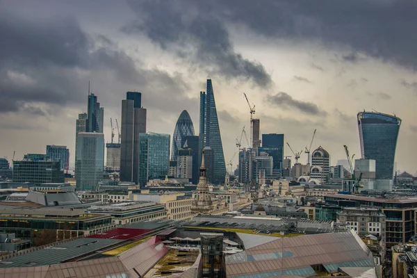 Edifici Architettonici Moderni Vista Aerea Panoramica Della Londra Urbana Contro — Foto Stock