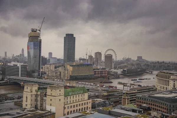 Edifici Architettonici Moderni Vista Aerea Panoramica Della Londra Urbana Contro — Foto Stock