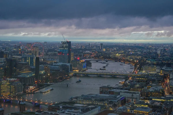 Modern Architectural Buildings Panoramic Aerial View Urban London Cloudy Sky — Stock Photo, Image