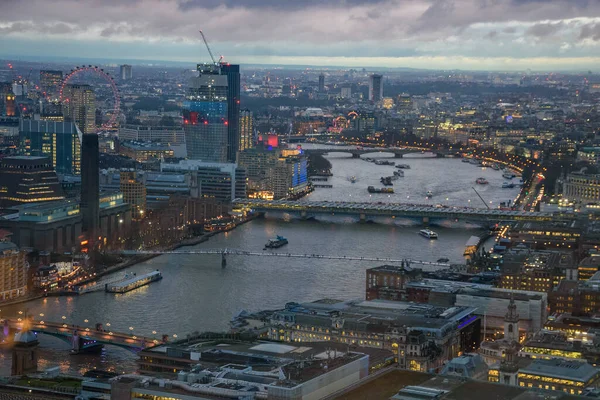 Edifici Architettonici Moderni Vista Aerea Panoramica Della Londra Urbana Contro — Foto Stock