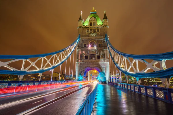 Den Berömda Tower Bridge Natten London Storbritannien — Stockfoto