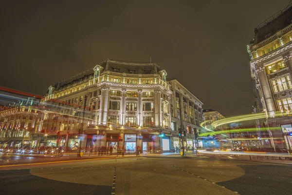 Nachtaufnahme Der Nähe Der Oxford Street London Die Oxford Street — Stockfoto