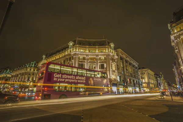 Night Long Exposure View Oxford Street London Oxford Street Major — Stock Photo, Image