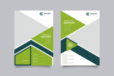 Broşür tasarım şablonu vektörü. Yeşil soyut kare kapak kitabı minimal portföy sunum posteri. A4 düzeninde. Broşürler iş dergisi yazdı.