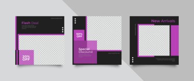 Dijital Pazarlama için Düzenlenebilir Posta Şablonu Sosyal Medya Afişleri. Promo Brand Moda. Hikayeler. Akıyor. Vektör İllüstrasyonu