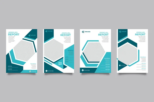 Set Groen Jaarverslag Folderbrochure Foldersjabloon Formaat Ontwerp Voudig Sjabloon Lay — Stockvector