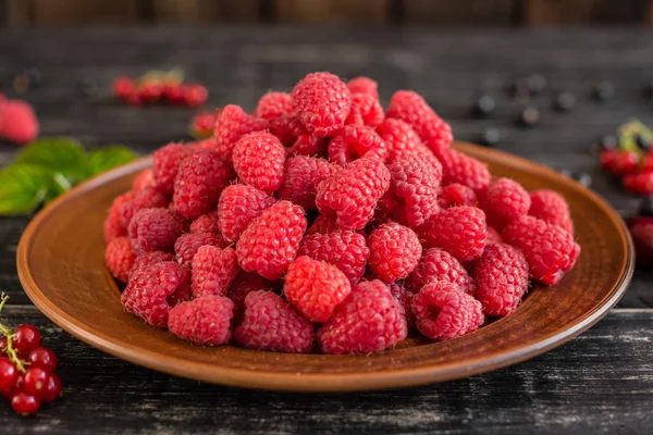 Tasty Juicy Sweet Raspberry Wooden Background Can Used Background — Stock Photo, Image