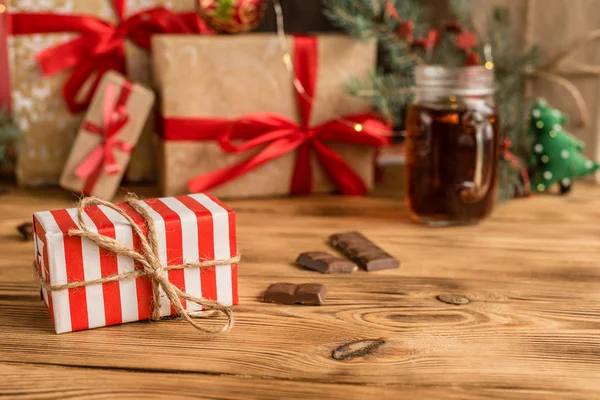 Christmas Homemade Gingerbread Cookies Wooden Table — Stock Photo, Image